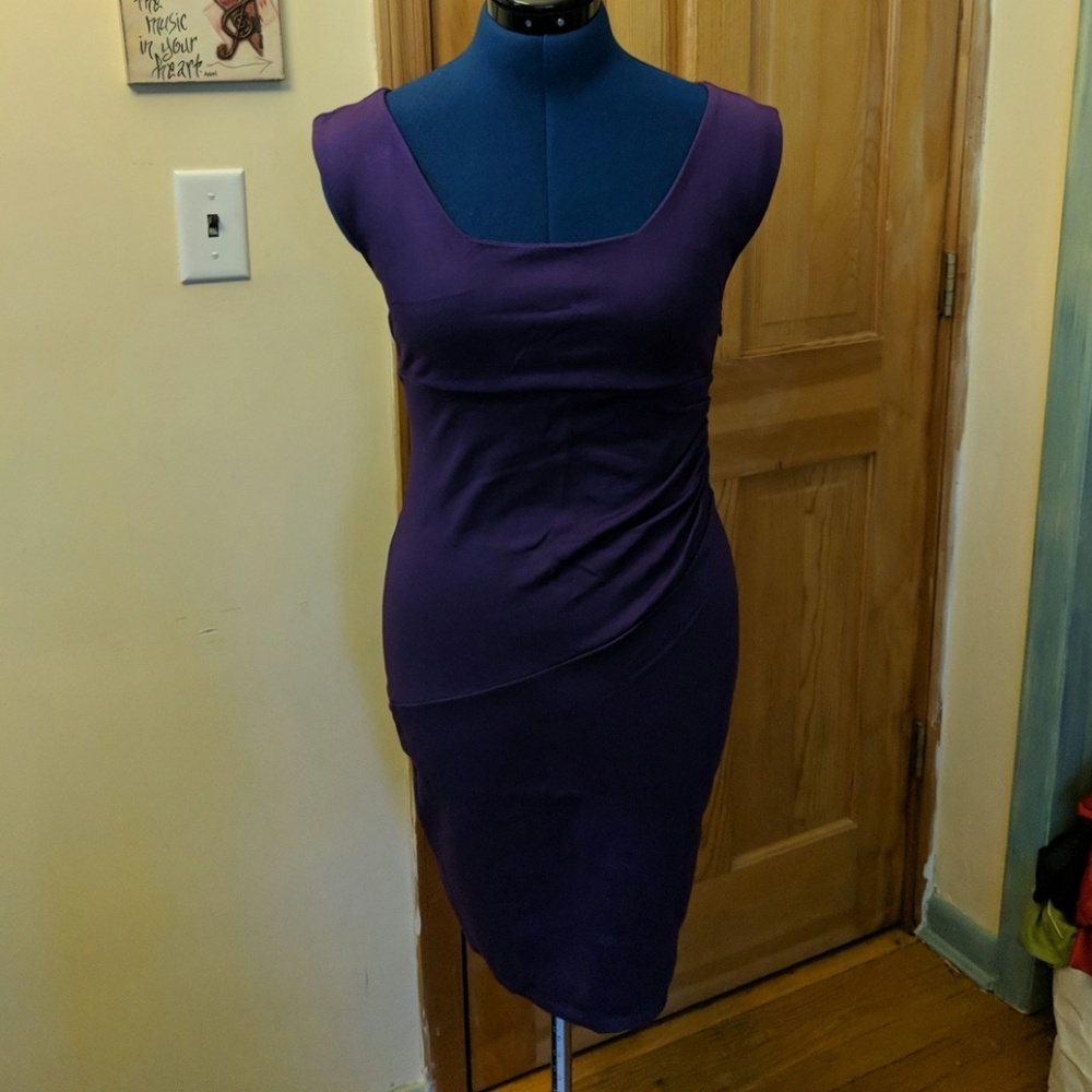 Express Purple Sleeveless Dress w/Ruching
